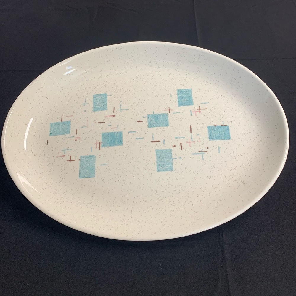 Vintage MCM Vernon Ware Platter. Heavenly Days Blue White, by Metlox
